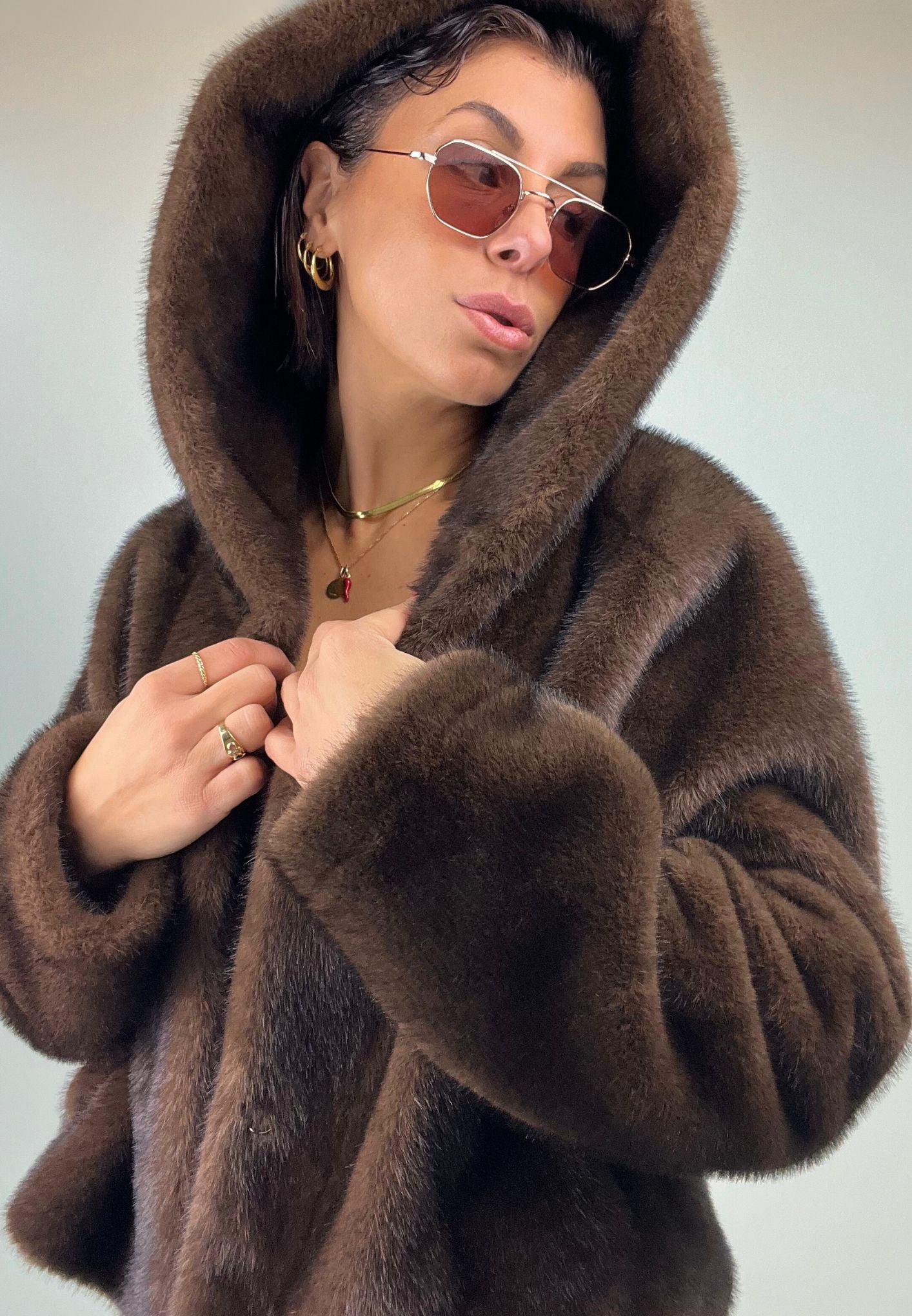 ECO PELLICCIA CON CAPPUCCIO VIKTORIA - Main Image